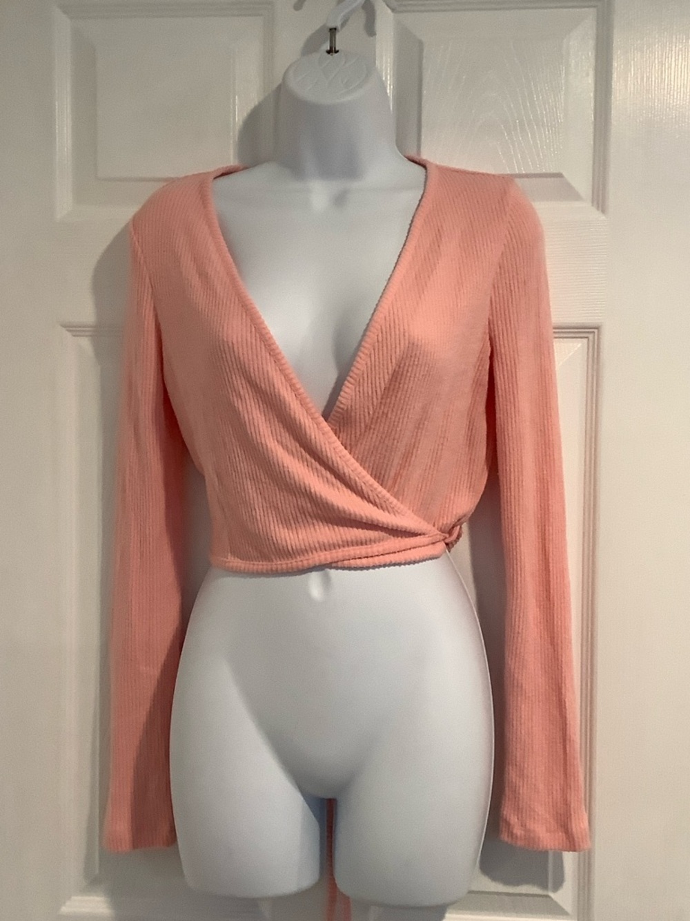 COLSIE Pink Ribbed Coquette Girl Wrap Open Front Fall Cardigan Sweater XS